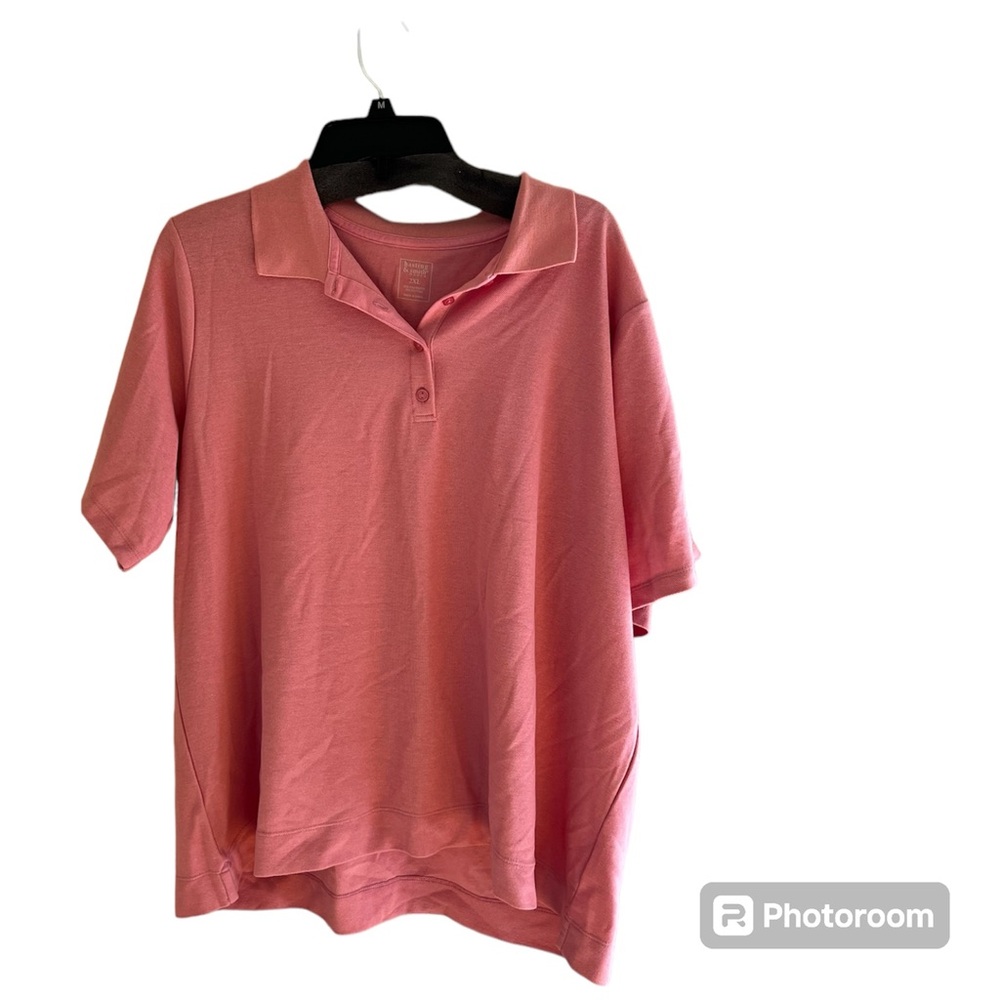 ▫️HASTING & SMITH: Women’s 2XL, pink short sleeve polo w/buttons, NWOT▫️